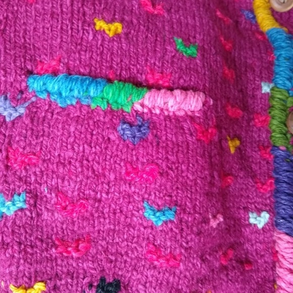 ARTESAN Sweater Jacket TOSHY ARTESANIAS Bolivia Handmade Wool Colorful Size XL - Picture 4 of 9
